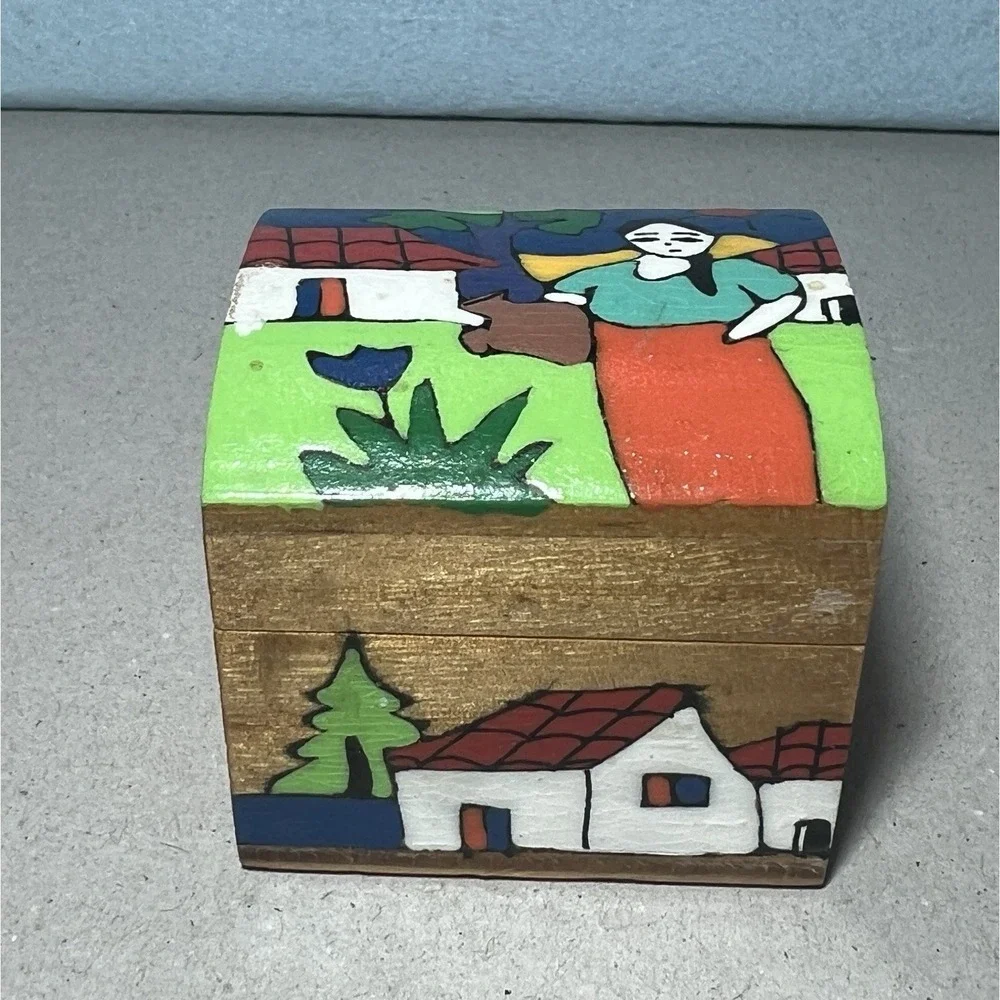 Vintage Nesting La Palma El Salvador Handmade & Painted Wooden boxes